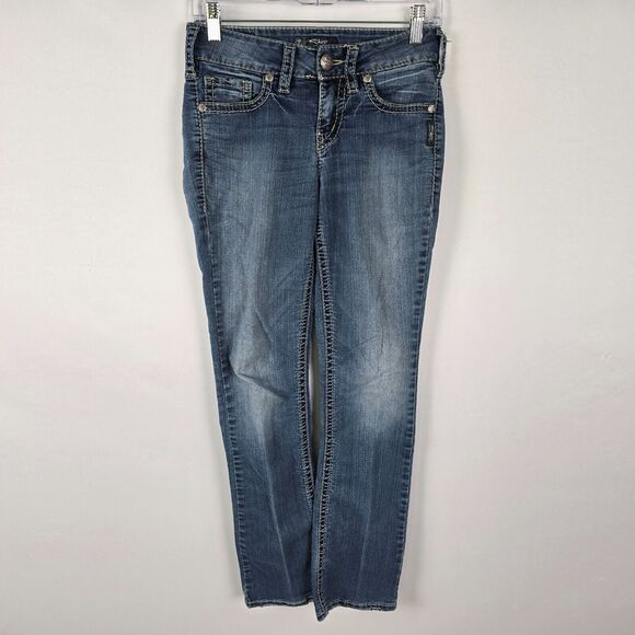 Silver Jeans Women's 26 Suki Mid Slim Boot Super Stretch Blue Medium Wash - Picture 1 of 15